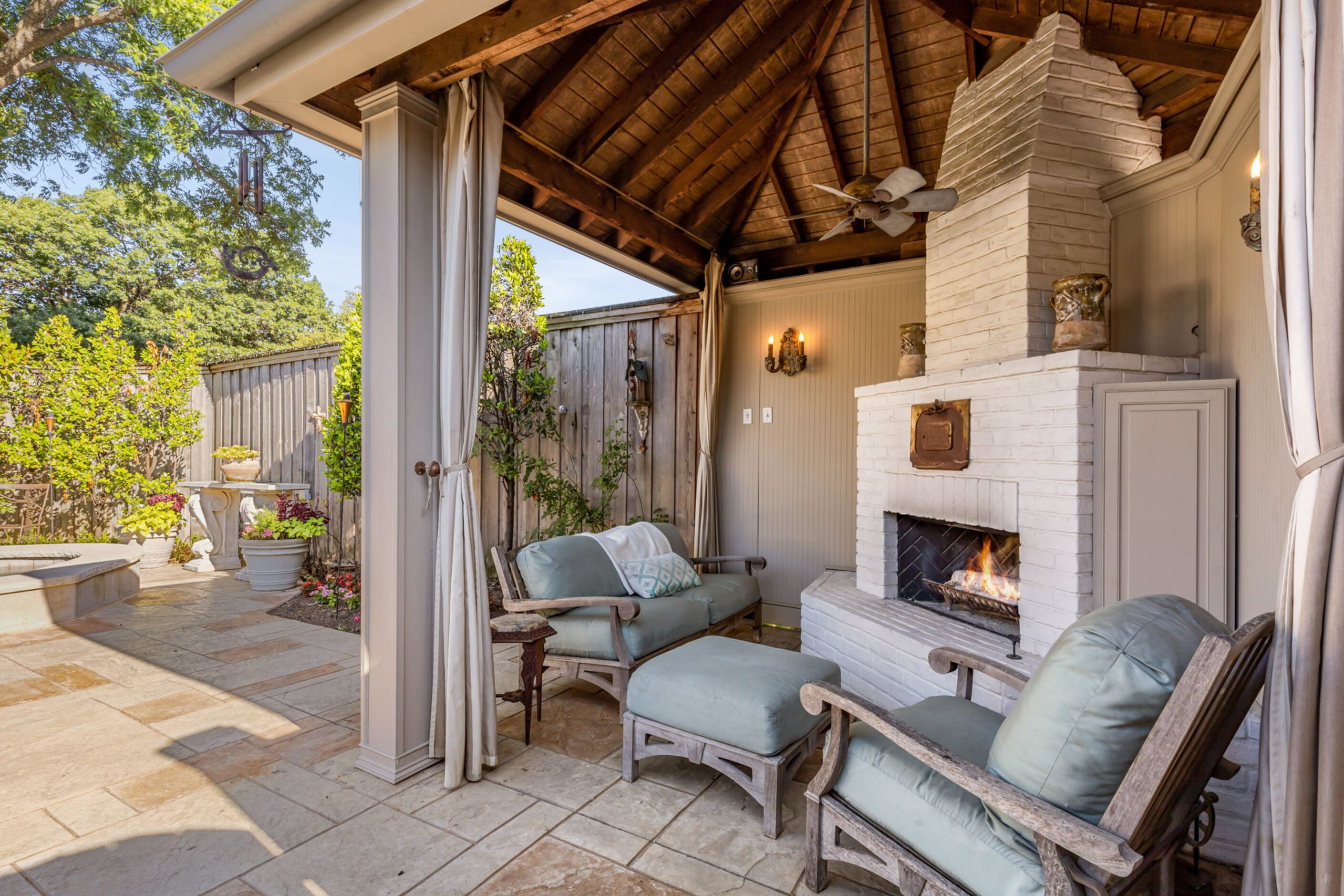 Cabana with fireplace