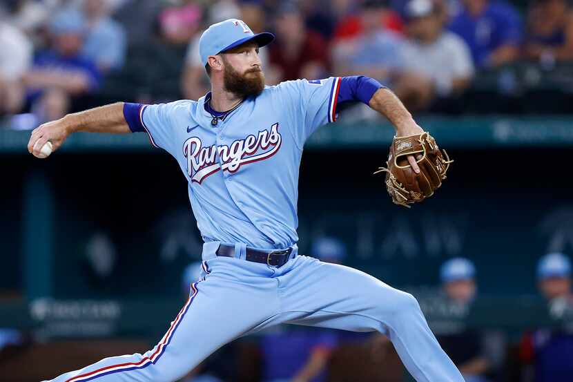 Texas Rangers relief pitcher Spencer Patton (61) pitches against the Kansas City Royals in...