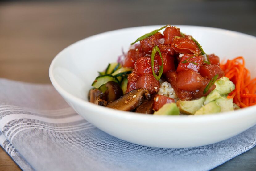 Wheelhouse's yellowfin poke bowl with brown rice, avocado, jalapeno, shiitake, cabbage and...