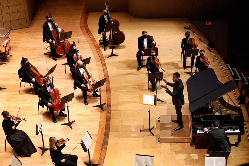 Guest conductor Roderick Cox leads the Dallas Symphony Orchestra, with pianist Behzod...