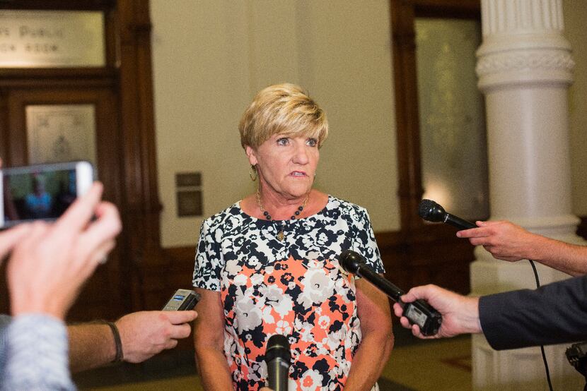 Fort  Worth Mayor Betsy Price speaks with reporters after meeting with Gov. Greg Abbott  to...