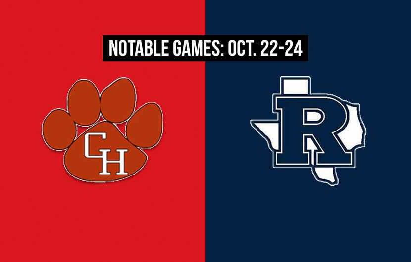 Notable games for the week of Oct. 22-24 of the 2020 season: Colleyville Heritage vs. Richland.