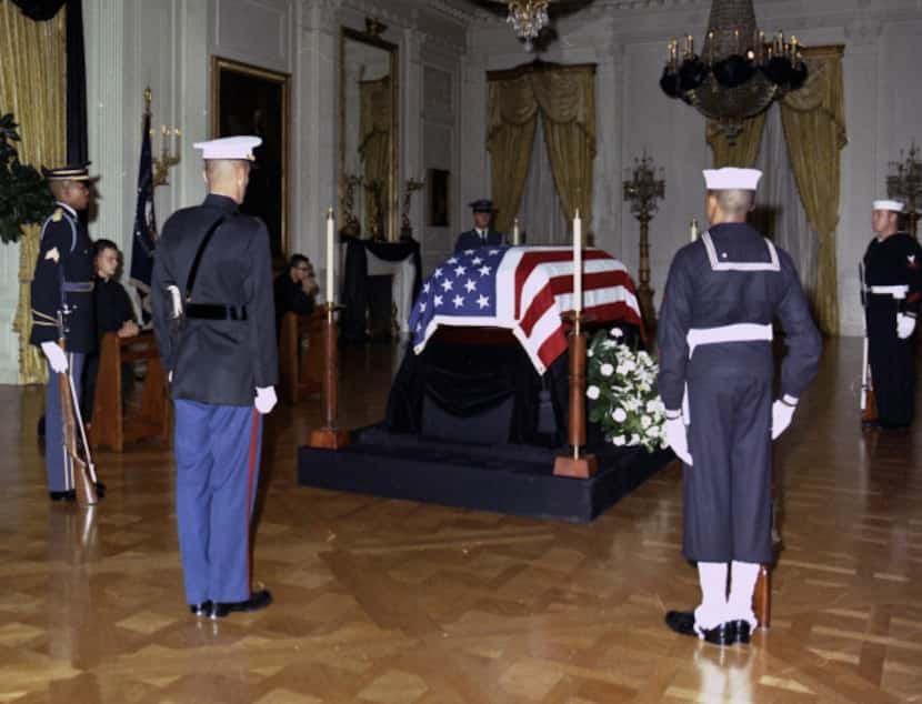 November 23, 1963 - President Kennedy's body lies in state in the East Room of the White...