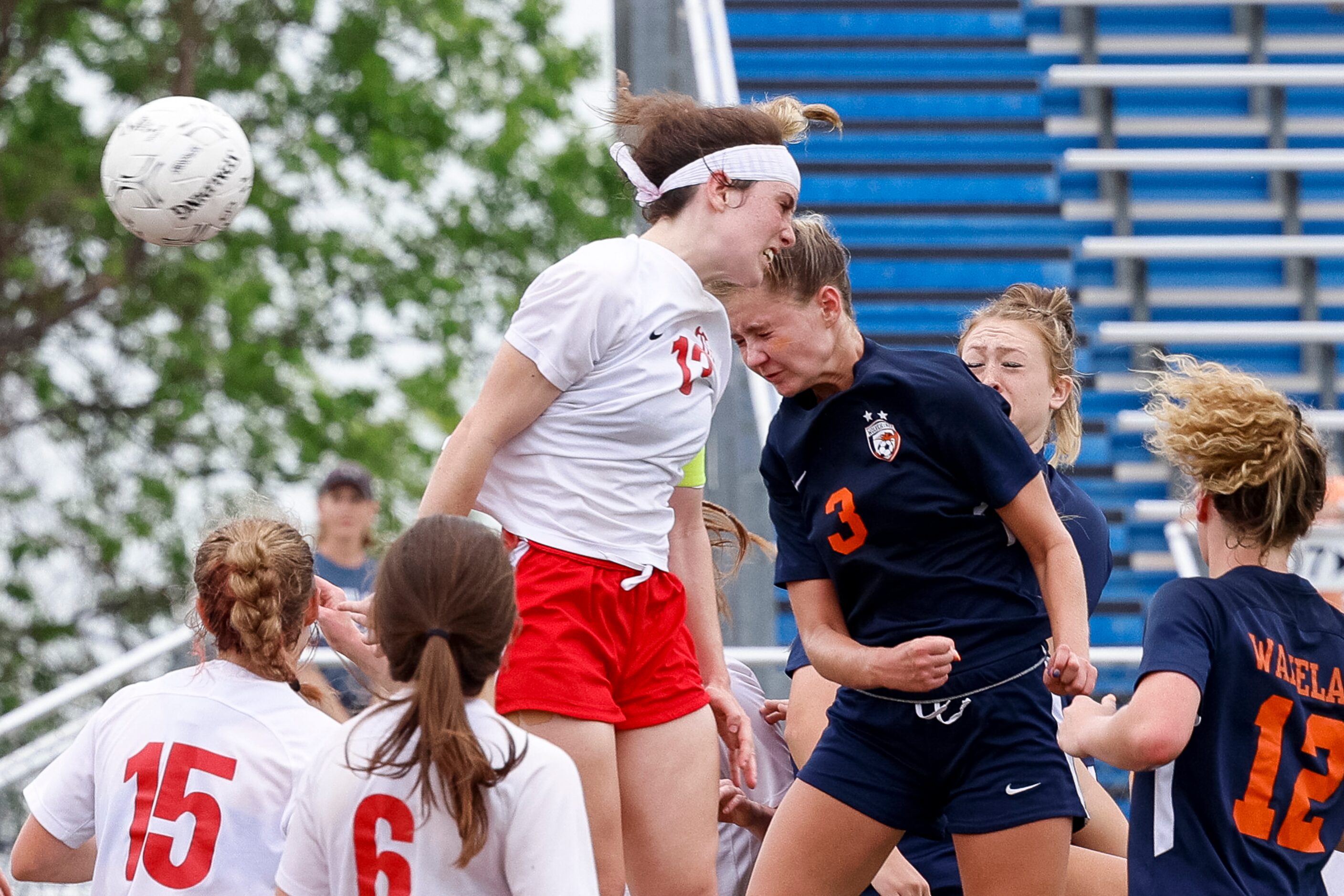 Frisco Wakeland midfielder Bella James (3) scores the game winning goal on a header in front...