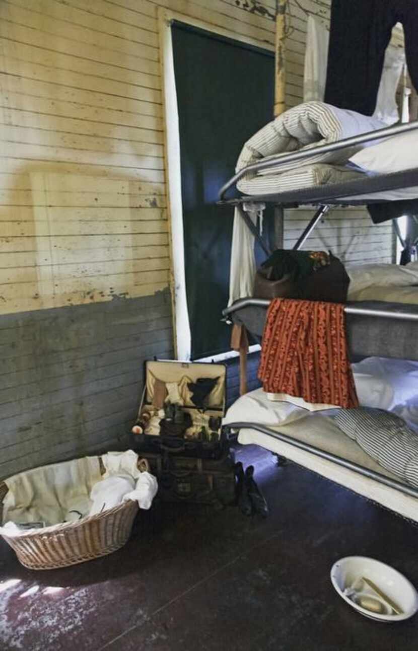 
In the women’s bunk area, a laundry basket served as a baby bed. 
