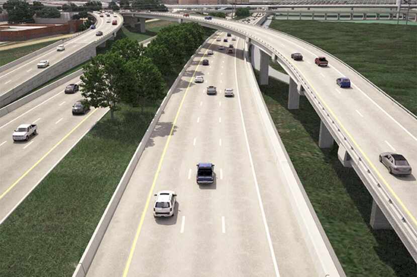 A rendering of the federally approved version of Trinity Parkway shows the toll road's...