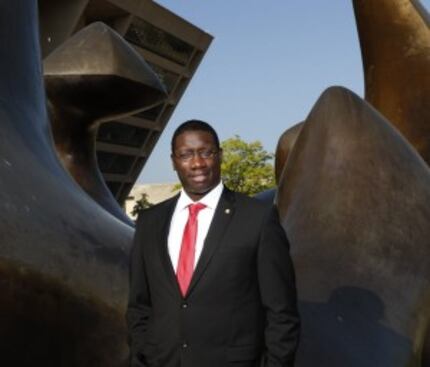  Dallas Deputy Mayor Pro Tem Erik Wilson poses in front of a sculpture by Henry Moore at...