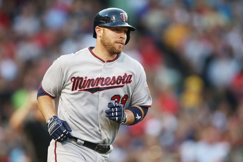 BOSTON, MA - JUNE 26: Chris Gimenez #38 of the Minnesota Twins rounds the bases after...