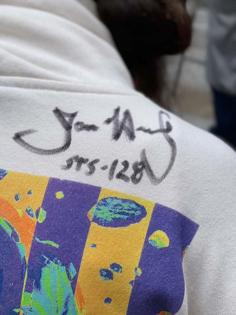 Retired NASA astronaut Jose Hernandez signed his name with STS-128, the notation for his...