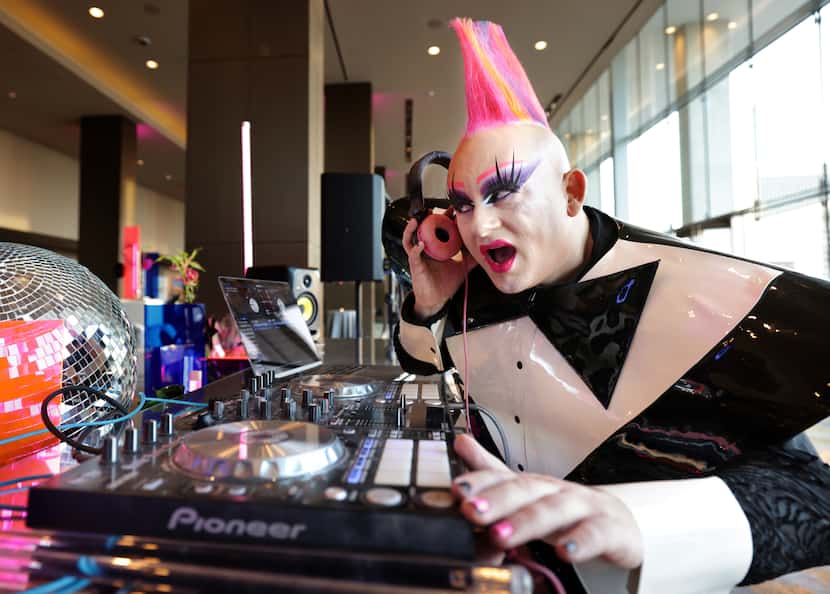 DJ Rockstar Aaron spins the tunes during Rhapsody, Turtle Creek Chorale's Benefit Gala, at...