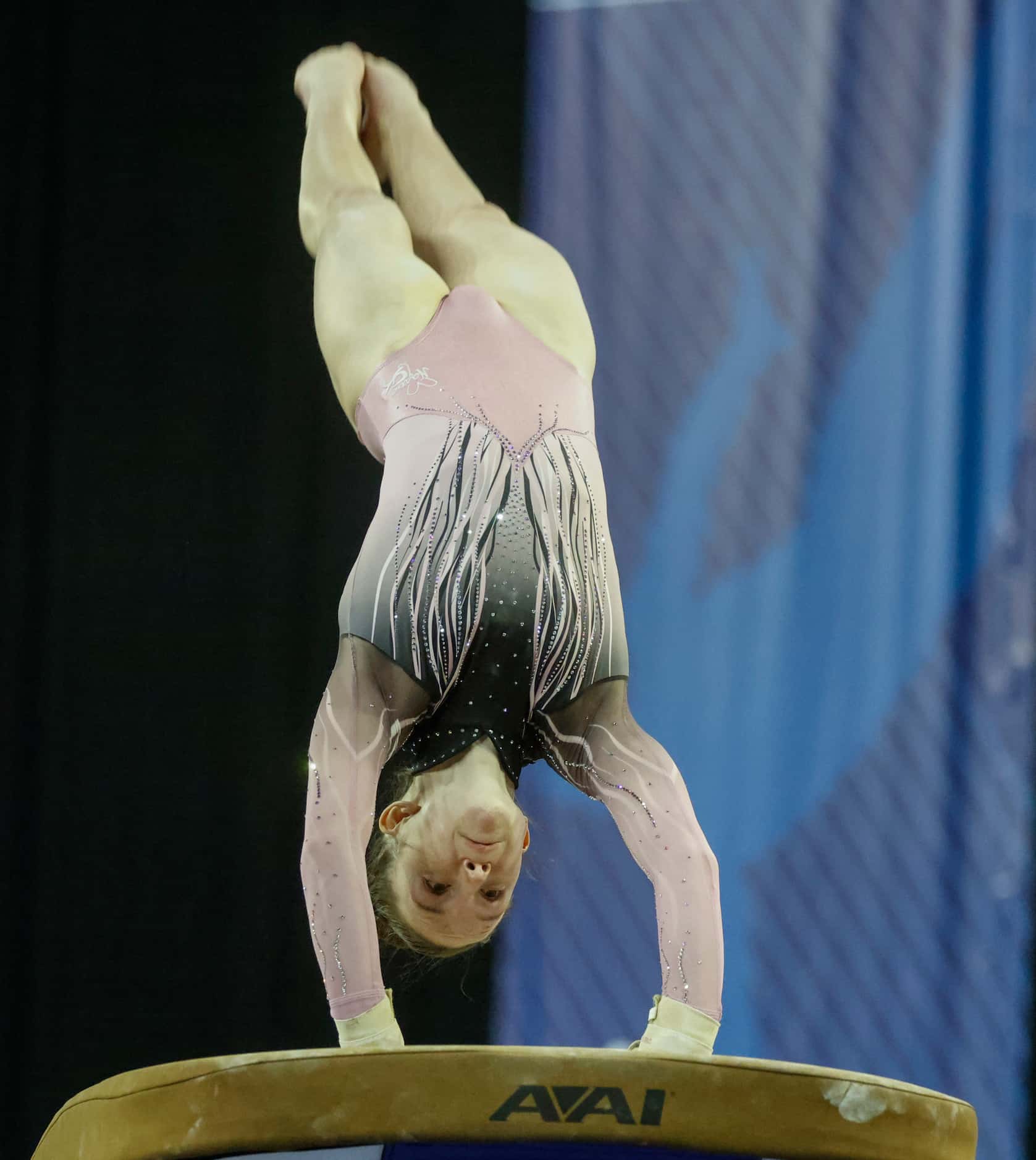 Isabel Biro of Queen City Gymnastics, Cincinnati, Ohio competes on vault during Nastia...