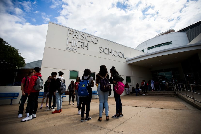Students leave Frisco High School at the end of the school day on Friday, May 12, 2017.