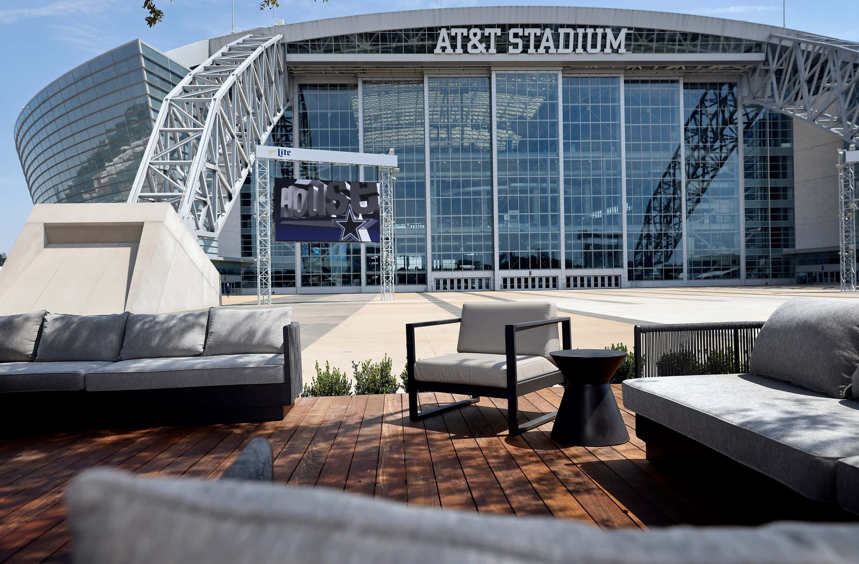 An view of the newly constructed Miller LiteHouse built on the west plaza of AT&T Stadium in...