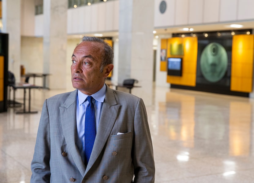 Attorney Fernando Dubove surveys the entrance lobby of the nearly empty Earle Cabell Federal...