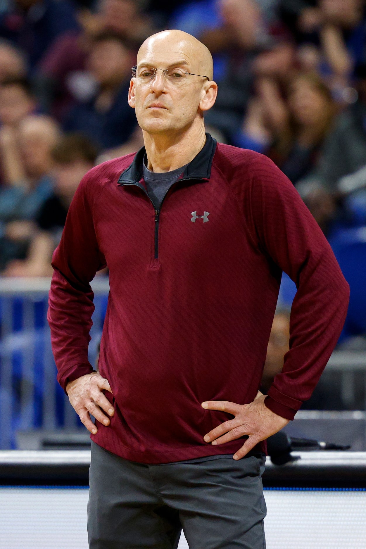 Mansfield Timberview head coach Duane Gregory watches game action during the third quarter...