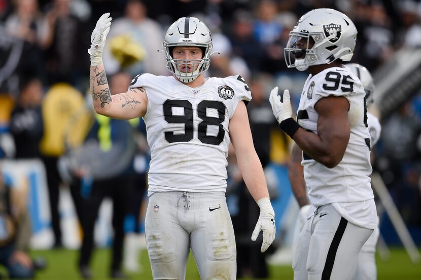 FILE - Raiders defensive end Maxx Crosby is pictured during the second half of a game...