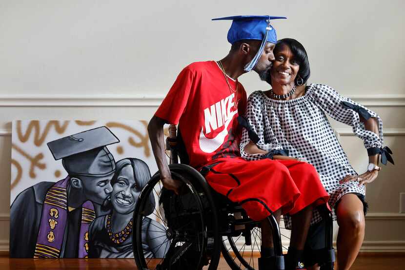 Like the painting of them by artist Chris Rayson, Corey Borner gives his mother, Charlotte...