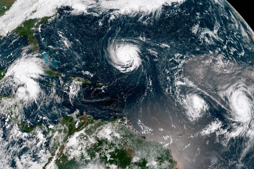 Hurricane Florence gains strength in the Atlantic Ocean southeast of Bermuda moving west on...