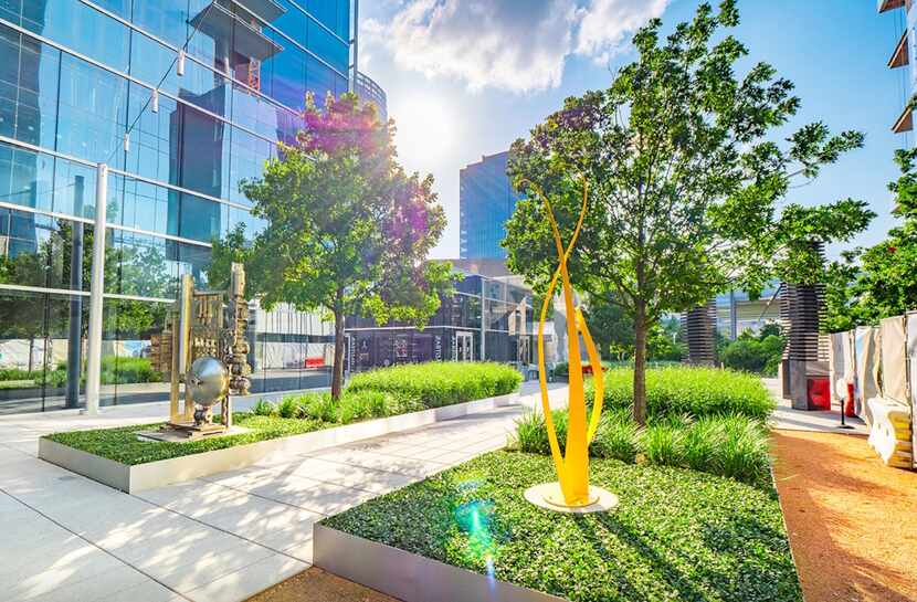 A sculpture garden is on the east side of the KPMG Plaza.