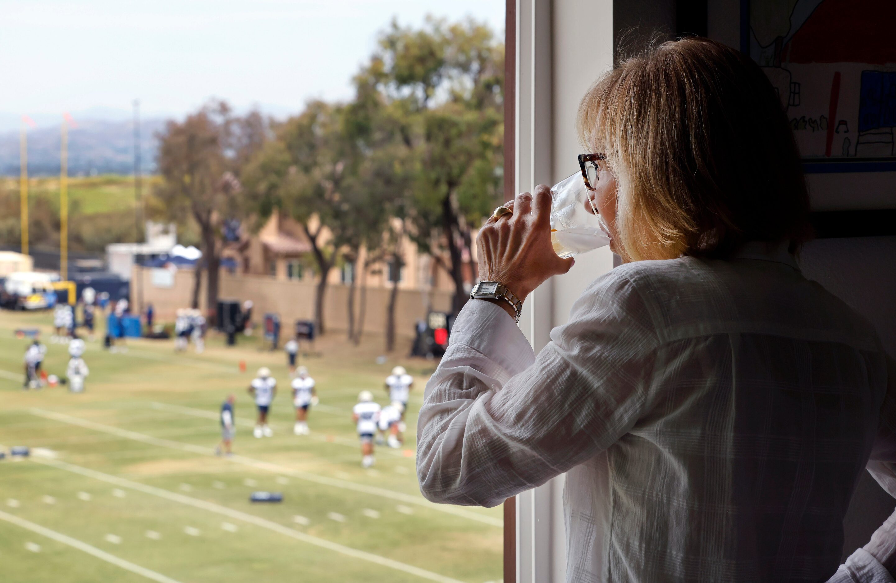 Homeowner Michelle Payne watched the Dallas Cowboys training camp opening ceremonies and...