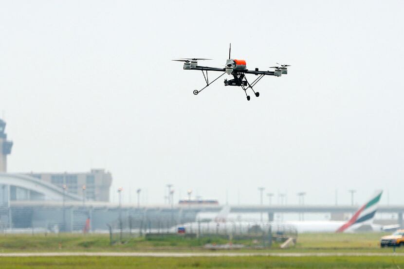 An AR 200 drone during a press demonstration at Dallas Fort Worth International Airport Fire...