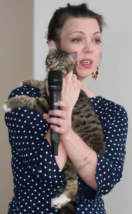 Josephine Durkin of Texas A&M University-Commerce with her cat Lester.