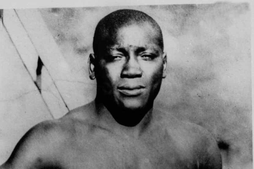 This undated photo shows boxer Jack Johnson.  President Donald Trump says he's considering...