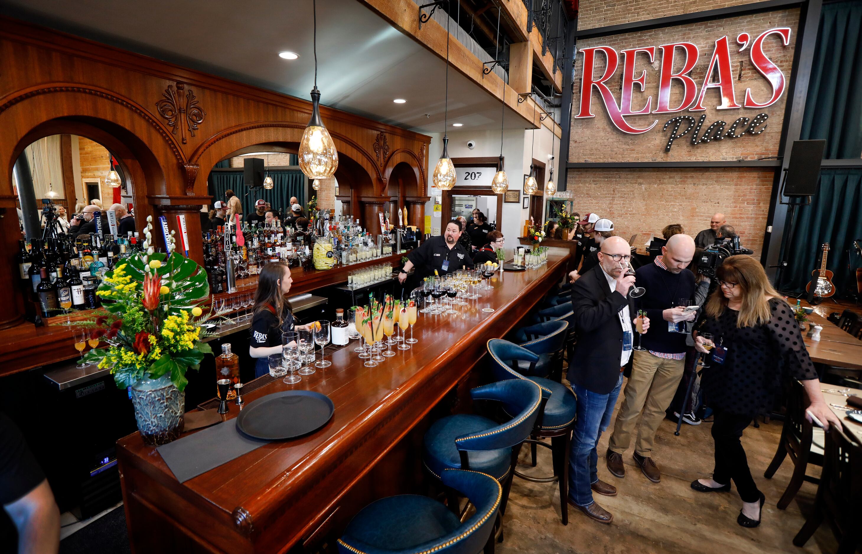 The main floor of Reba’s Place showcases a restored antique bar that is more than 100 years...