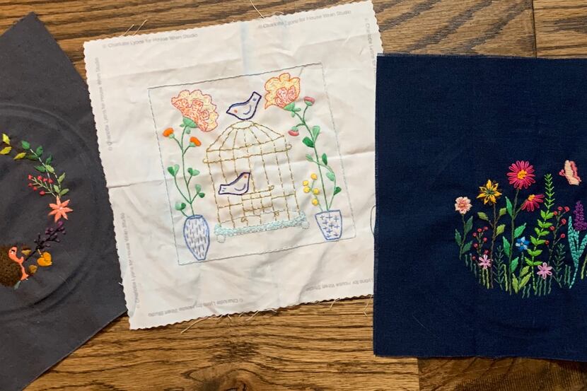Some of Tyra's embroidery pieces