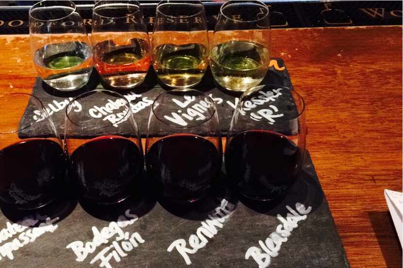 Red and white wine flights at Malai Kitchen