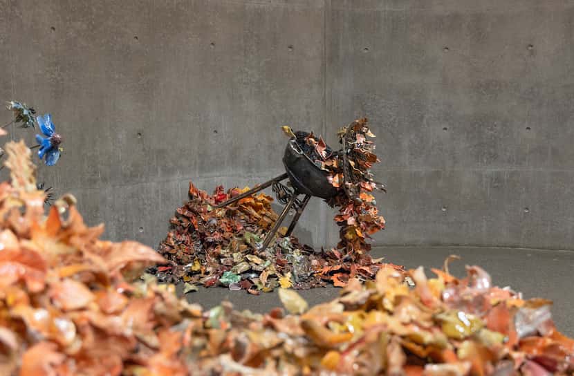 Rebecca Manson's "Barbecue" features thousands of leaves, each made of porcelain, then...