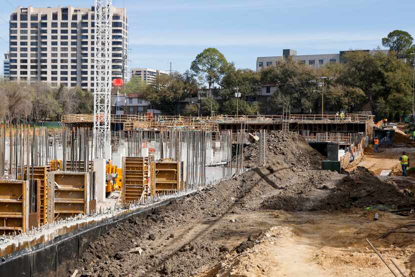 Construction continues on the Lincoln Katy Trail rental project along Carlisle Street in...