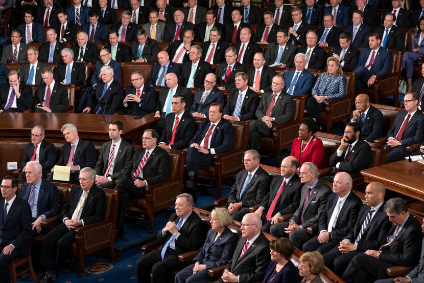 Members of Congress listened to an address at the Capitol for a joint meeting of Congress on...