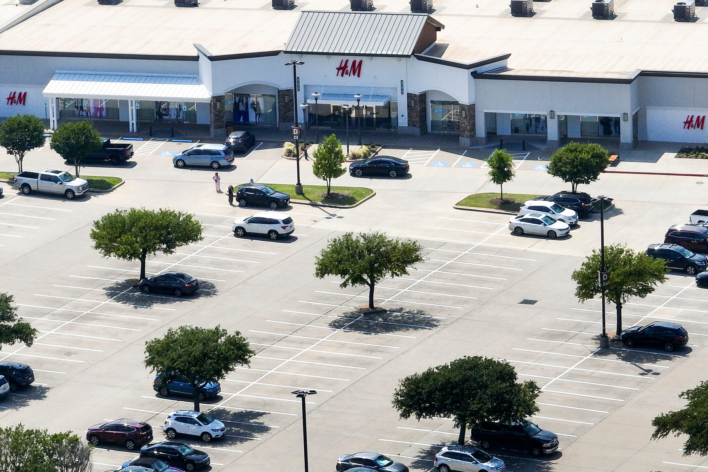 The closed H&M store is seen in an aerial view of the Allen Premium Outlets on Wednesday,...