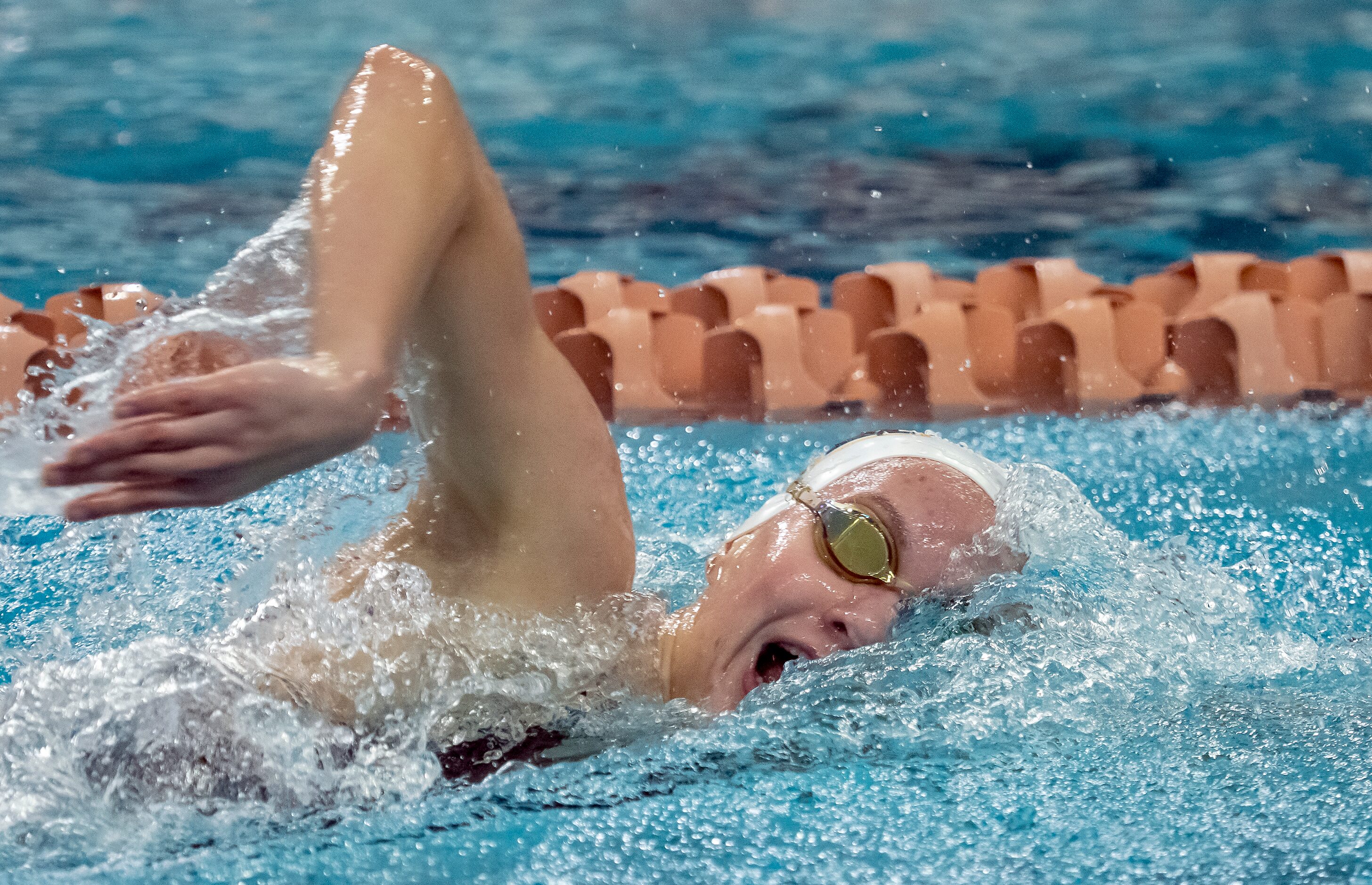 Mansfield’s Elise Clift, competes in the 200 freestyle during the 2023 UIL Swim & Dive State...