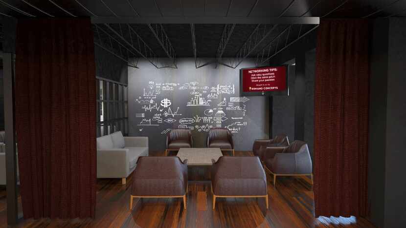A conceptual computer rendering  of a meeting room in Phil Romano's Network Bar in Trinity...