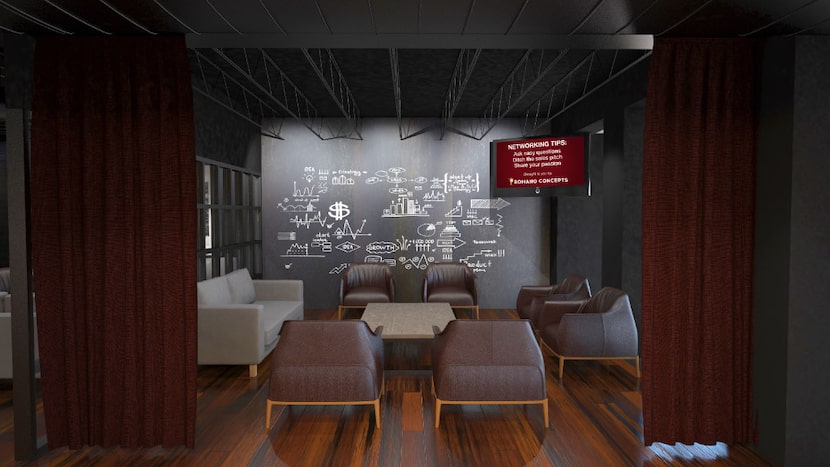 A conceptual computer rendering  of a meeting room in Phil Romano's Network Bar in Trinity...