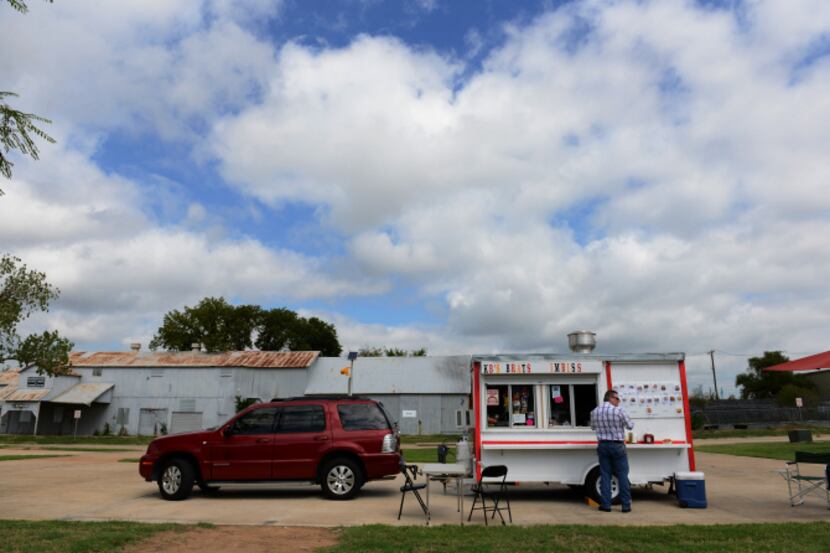 KB's Brats food trailer is open for customers along Main Street in Rowlett on Tuesdays and...