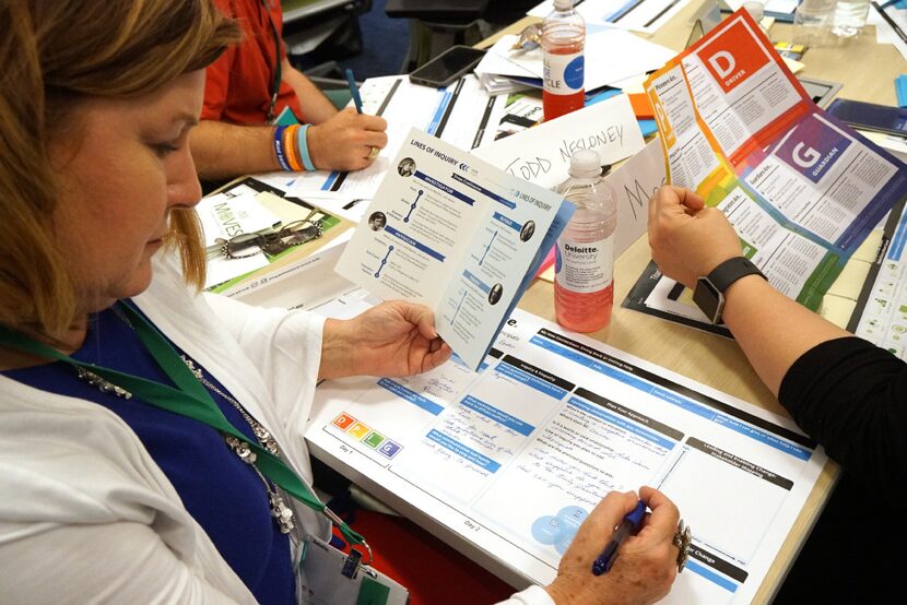 Azle ISD principal Joni Bettis works on a project during a weekend at Deloitte University on...