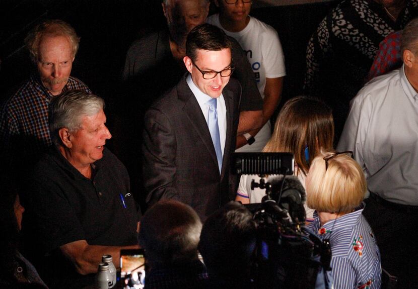 Scott Griggs greeted supporters as he waited for final election results to make sure he made...