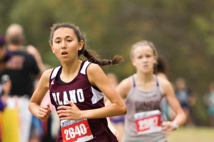 Plano's Ashlyn Hillyard (2640) owns the state's second-best Class 6A cross country time in...