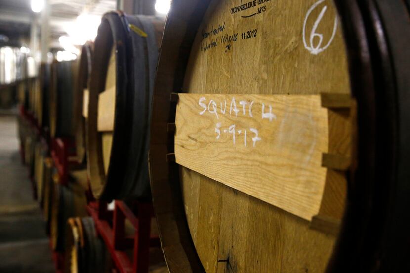 Sasquatch beer being aged in Opus One Bordeaux wine barrels at 903 Brewers in Sherman,...