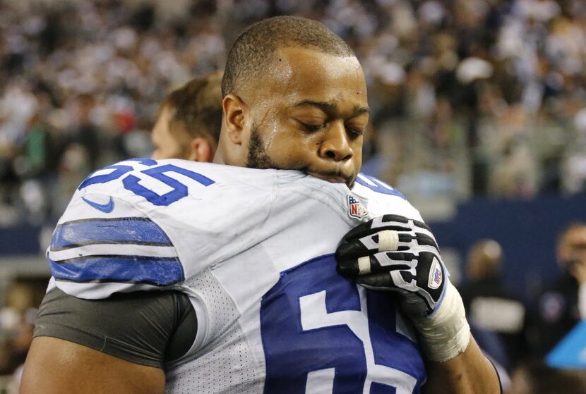 Ronald Leary as he walked off the sidelines moments after the Dallas Cowboys lost to the...