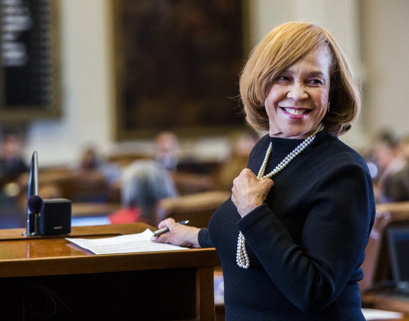 Rep. Helen Giddings, D-Dallas, steps up to the podium to ask questions about HB 3425,...