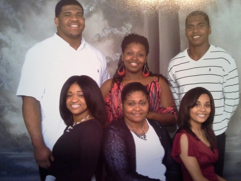 A family portrait for new Cowboys player La'el Collins. Back row: La'el, sister Loruhamah...