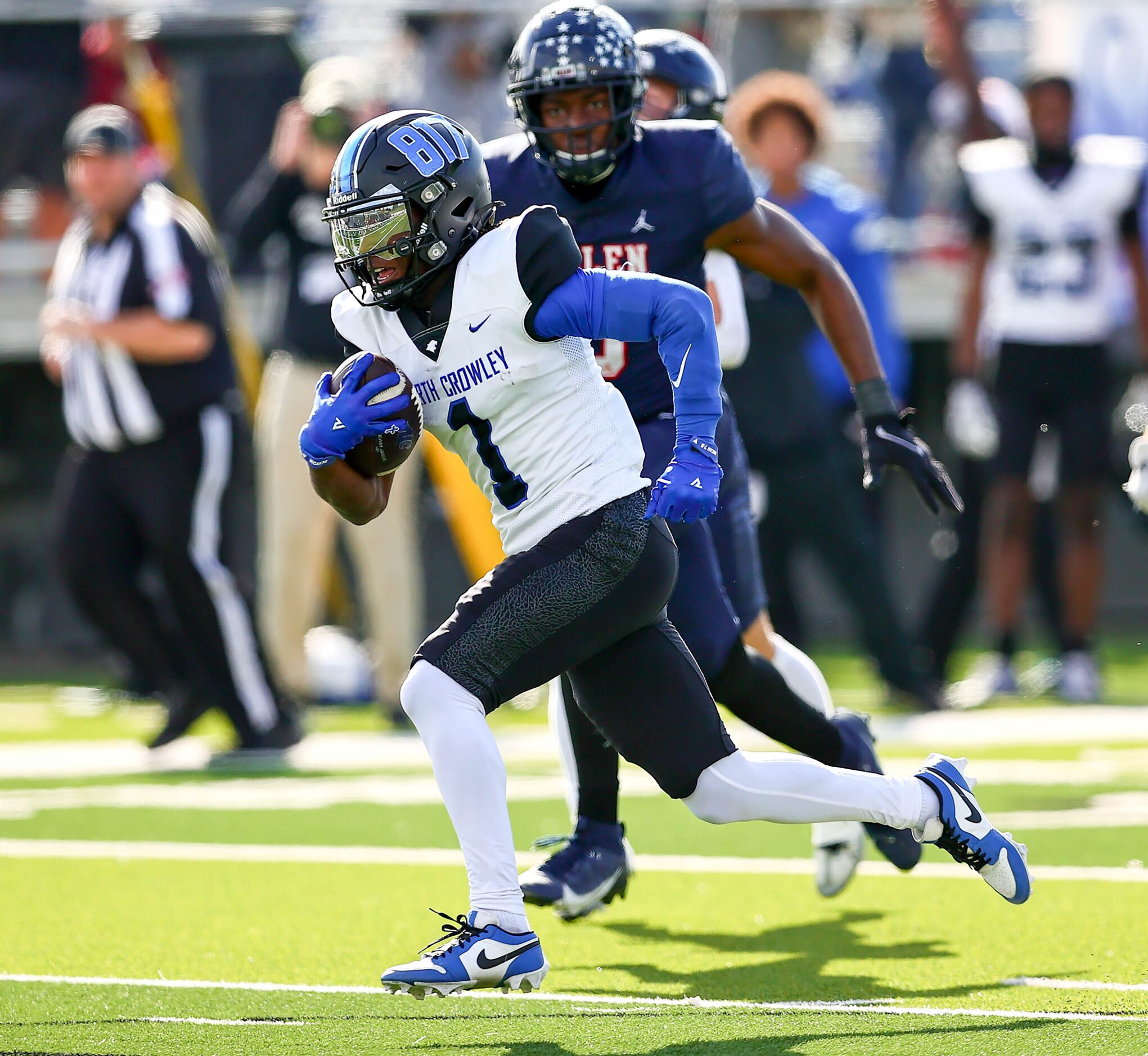 North Crowley running back Cornelius Warren III finds a big hole to run for a 26 yard...