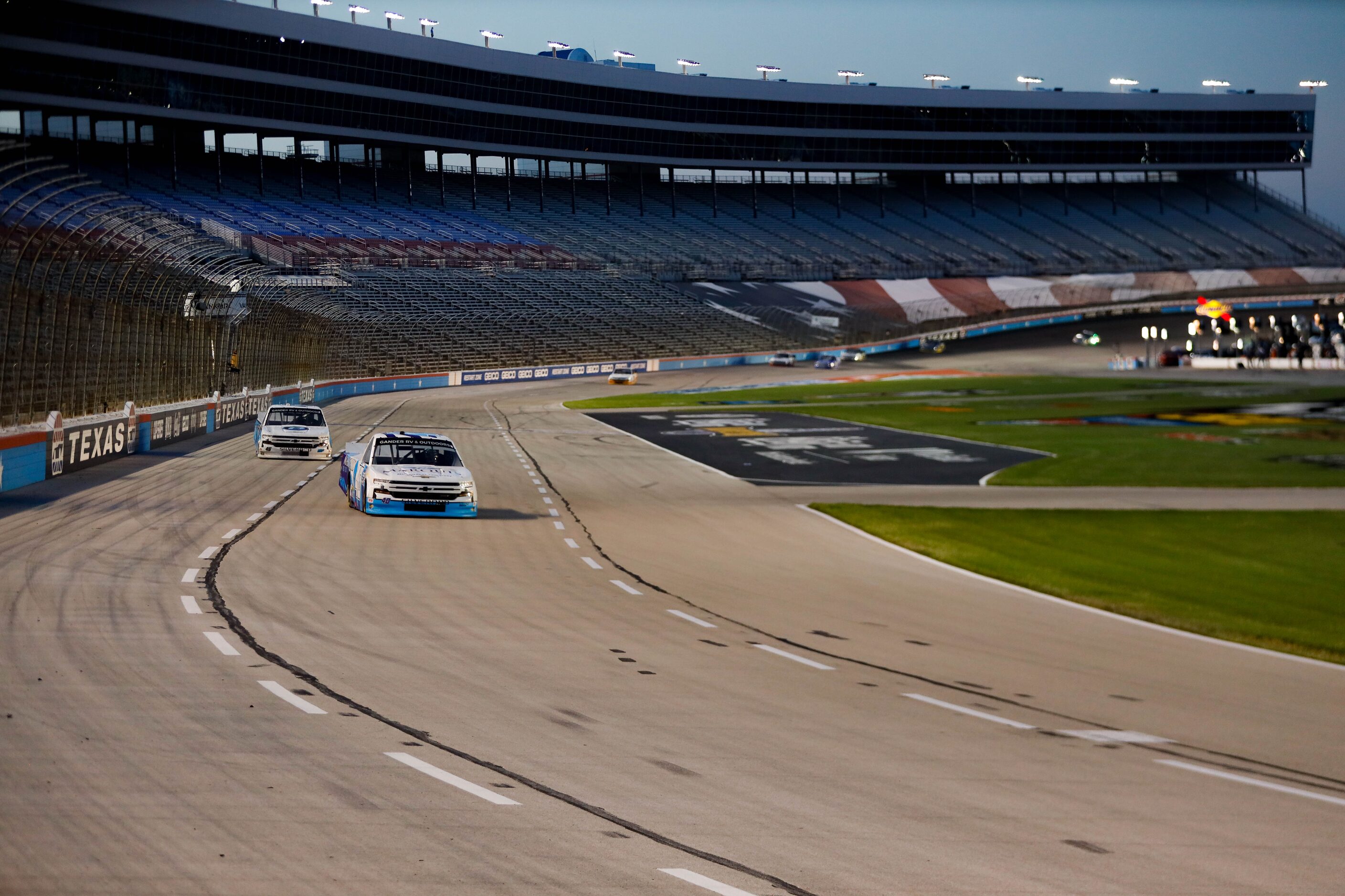 Driver Ryan Truex (No. 40) races during the Vankor 350 NASCAR Gander RV & Outdoors Truck...