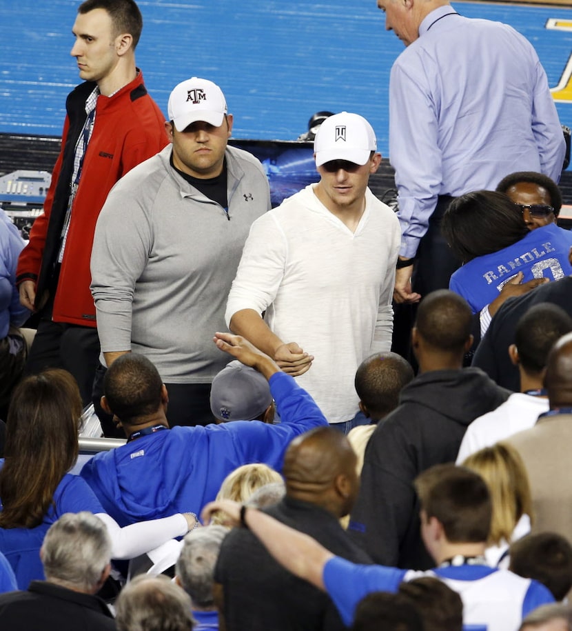 Apr 5, 2014; Arlington, TX, USA; Johnny Manziel in attendance during the game between the...