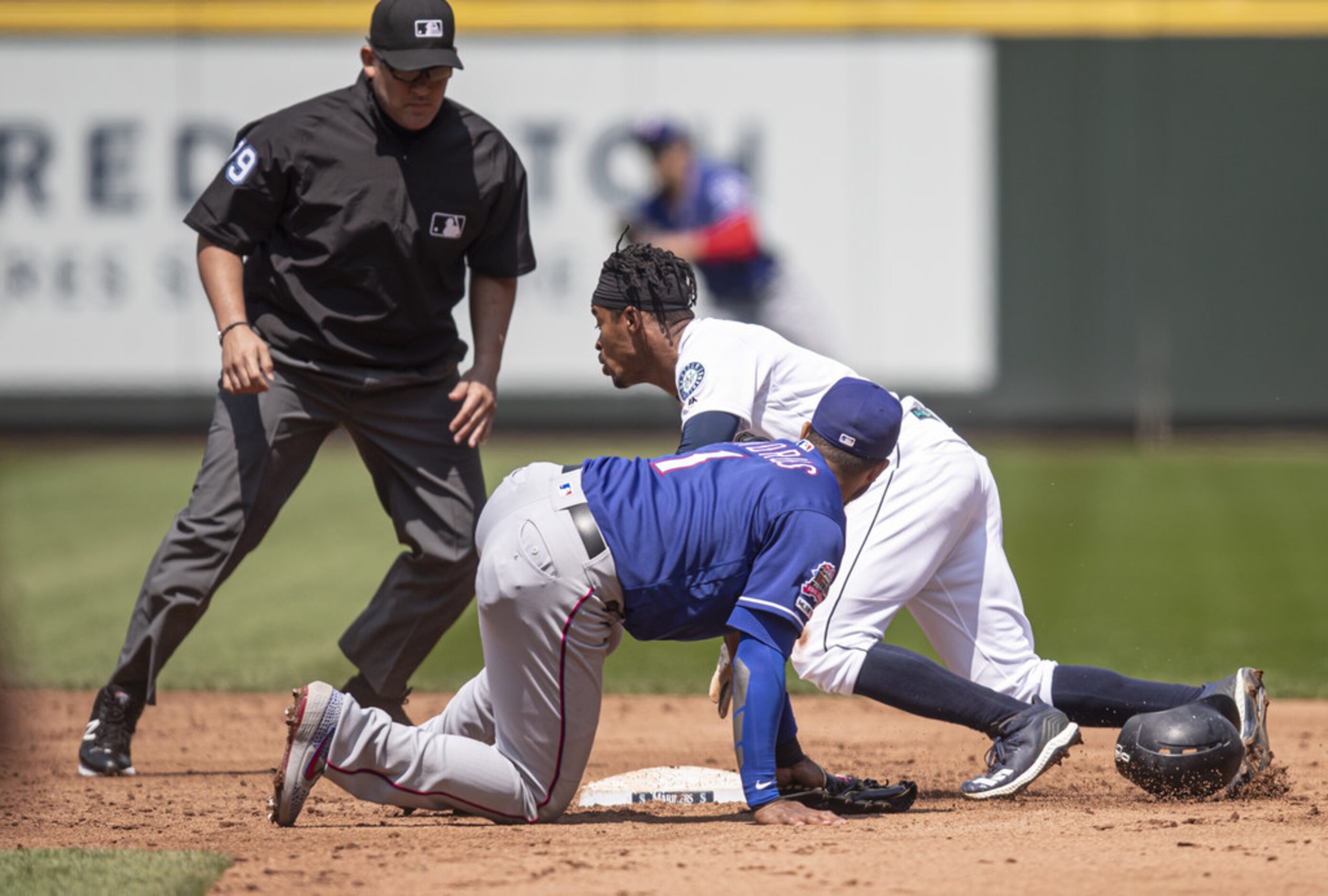 SEATTLE, WA - MAY 29: Mallex Smith #0 of the Seattle Mariners starts toward third base after...