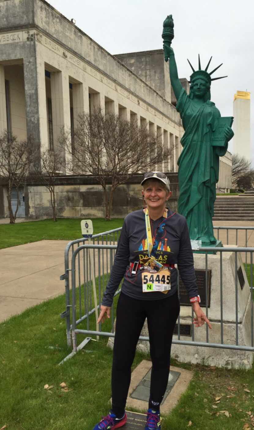 Terry Thornton, who meditates while she runs, is shown after the Hot Chocolate 15K race in...